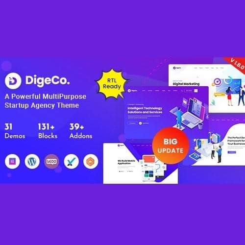Digeco startup agency wordpress theme - World Plugins GPL - Gpl plugins cheap