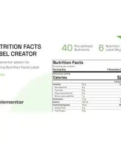 Nutrition facts label creator for elementor - World Plugins GPL - Gpl plugins cheap