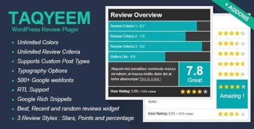 Taqyeem wordpress review plugin - World Plugins GPL - Gpl plugins cheap