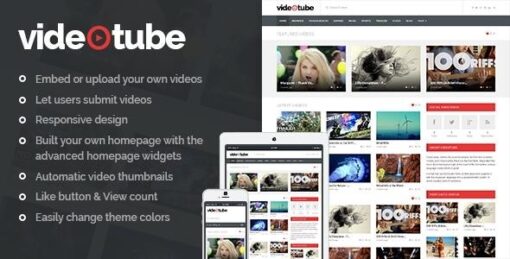 Videotube responsive video wordpress theme - World Plugins GPL - Gpl plugins cheap